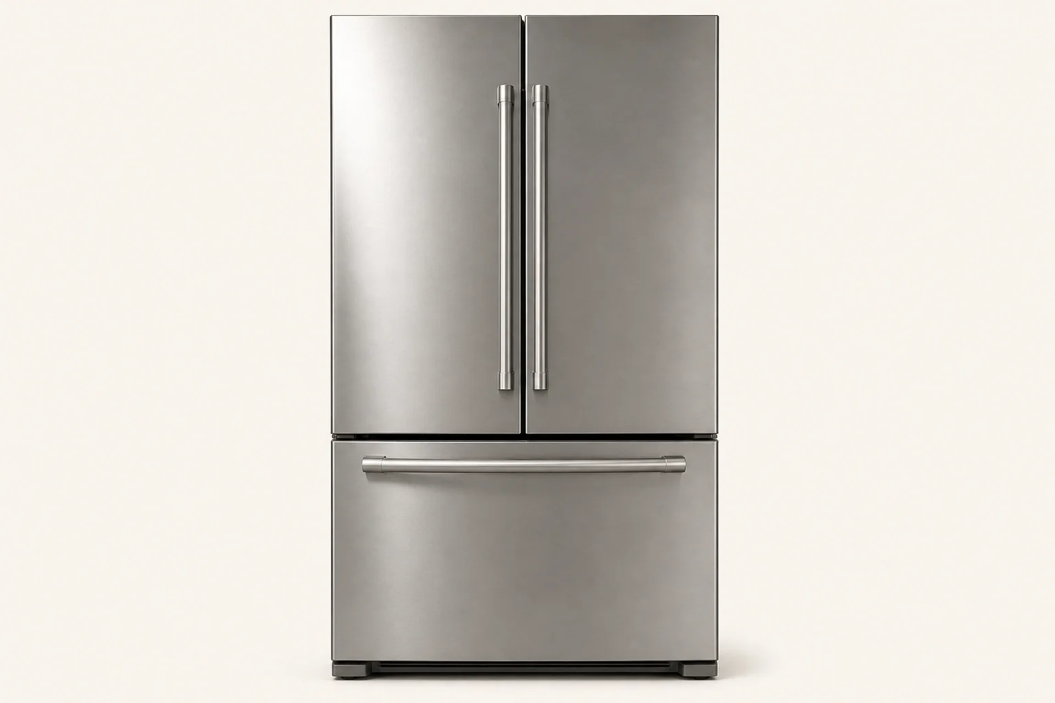 Modern stainless French-door refrigerator